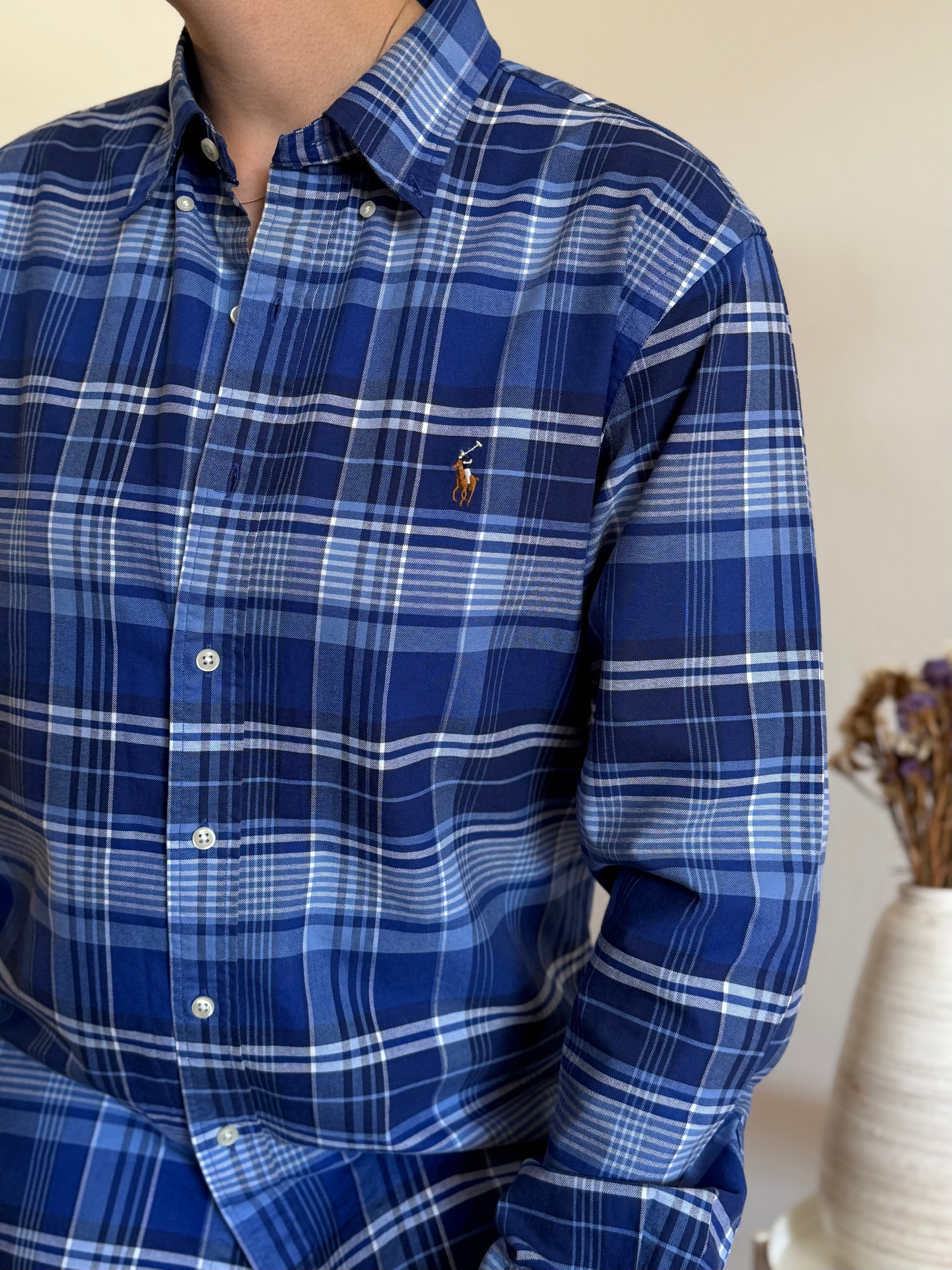 Camisa Polo Ralph Lauren Slim Fit em Algodão – Azul (L)