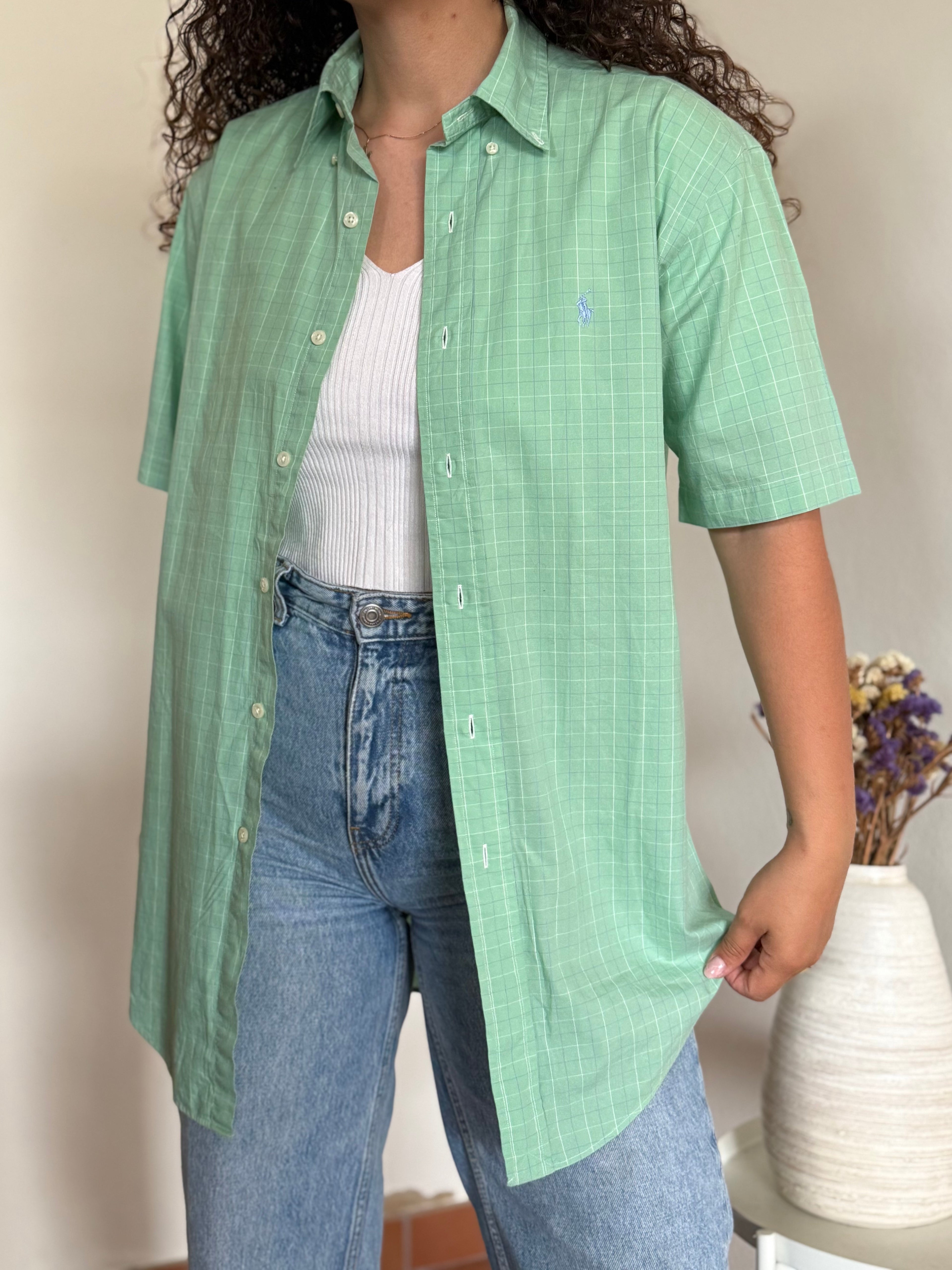 Camisa Polo Ralph Lauren "Yarmouth" em Algodão – Verde (Tam. 14 ½ / S)