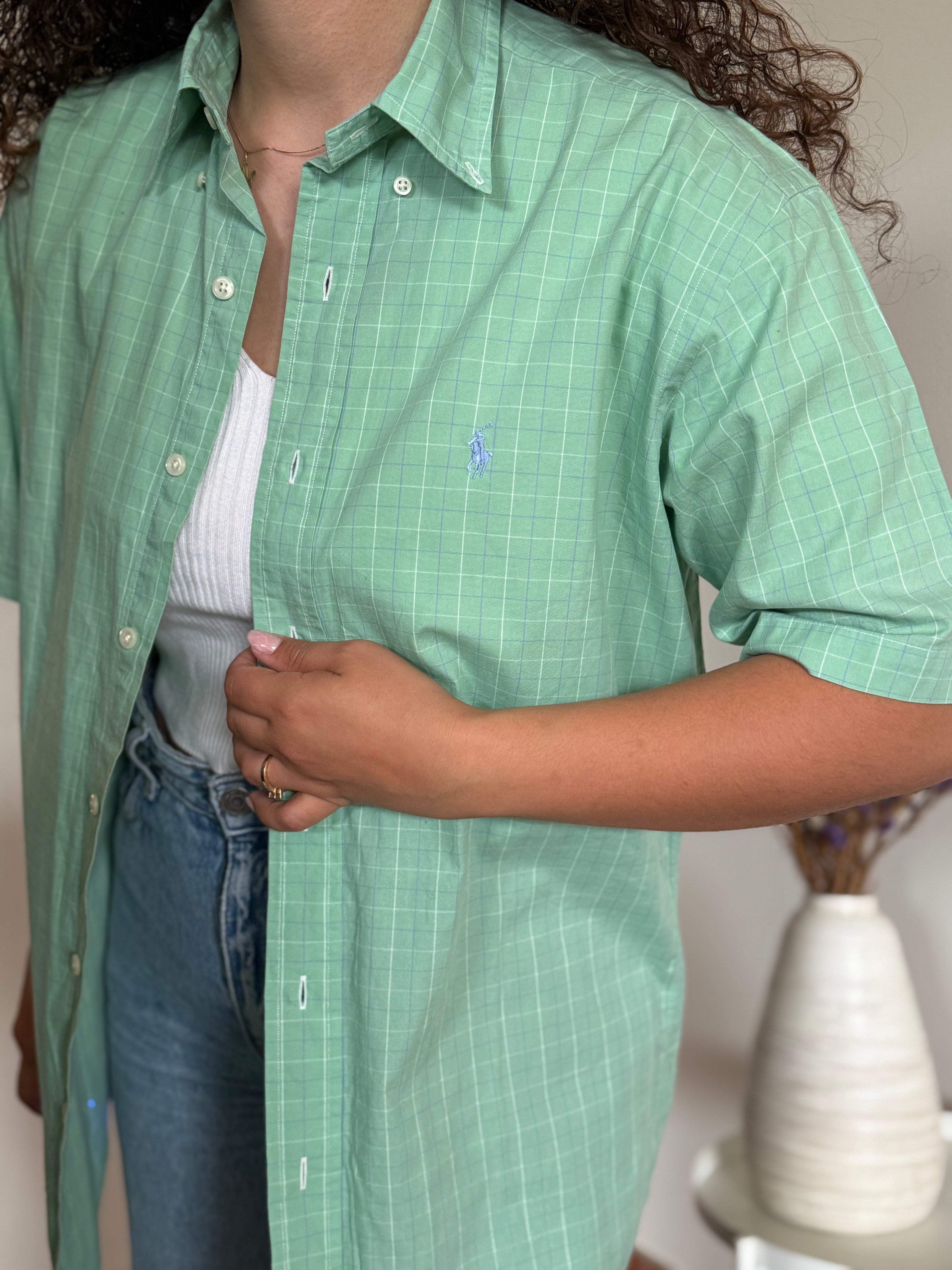 Camisa Polo Ralph Lauren "Yarmouth" em Algodão – Verde (Tam. 14 ½ / S)