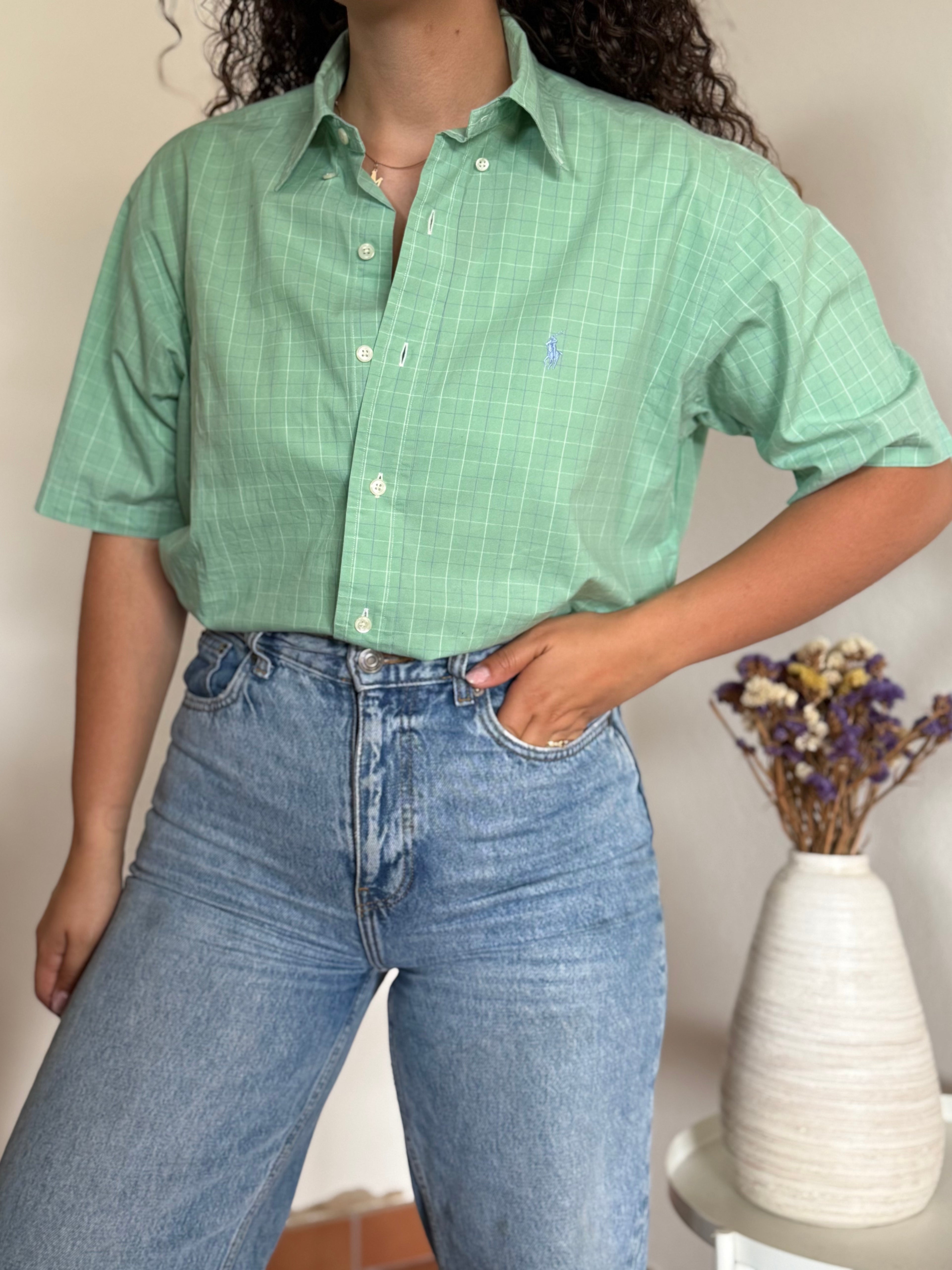 Camisa Polo Ralph Lauren "Yarmouth" em Algodão – Verde (Tam. 14 ½ / S)