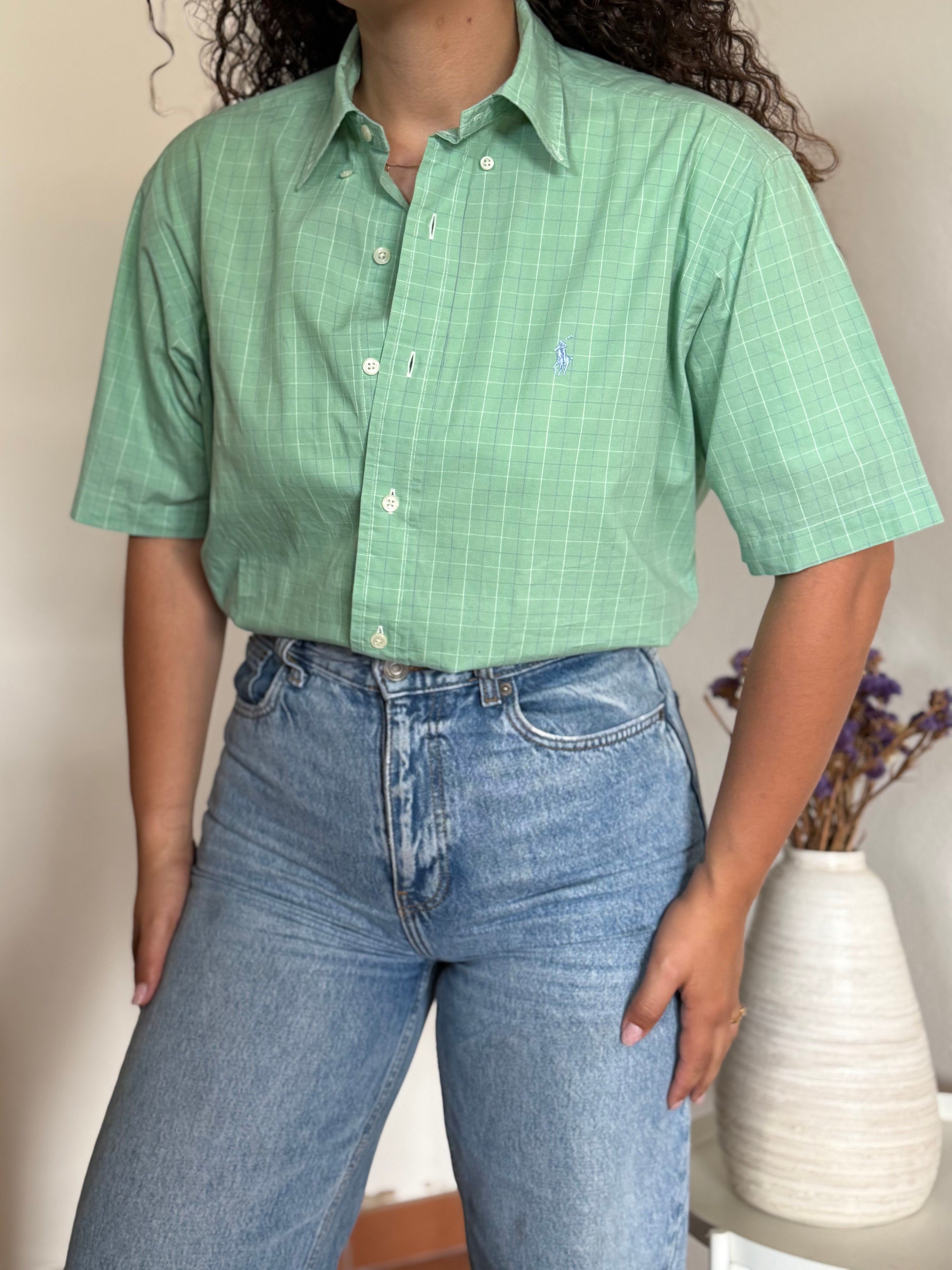 Camisa Polo Ralph Lauren "Yarmouth" em Algodão – Verde (Tam. 14 ½ / S)