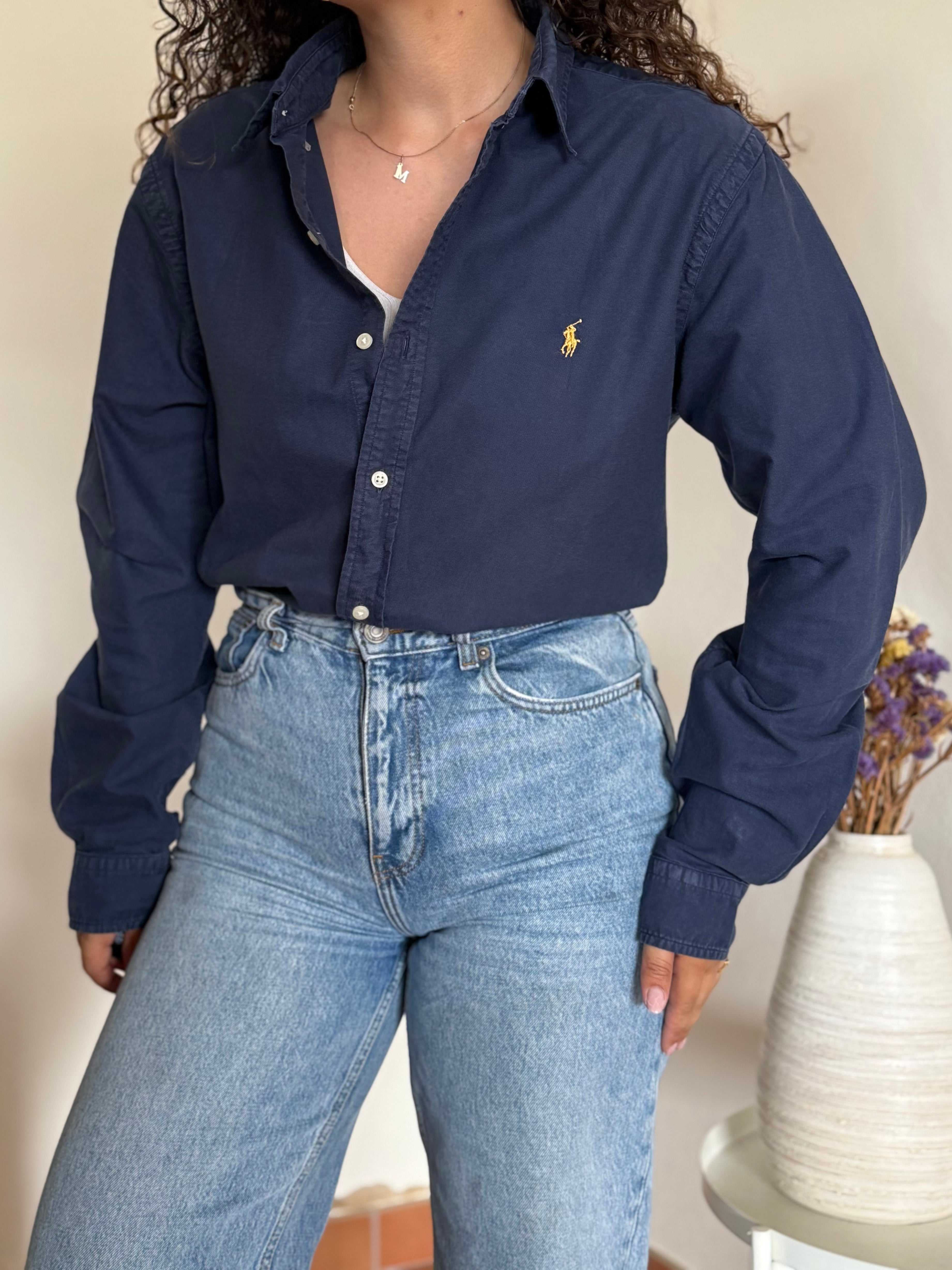 Camisa Polo Ralph Lauren Slim Fit em Algodão – Azul e Amarelo (L)