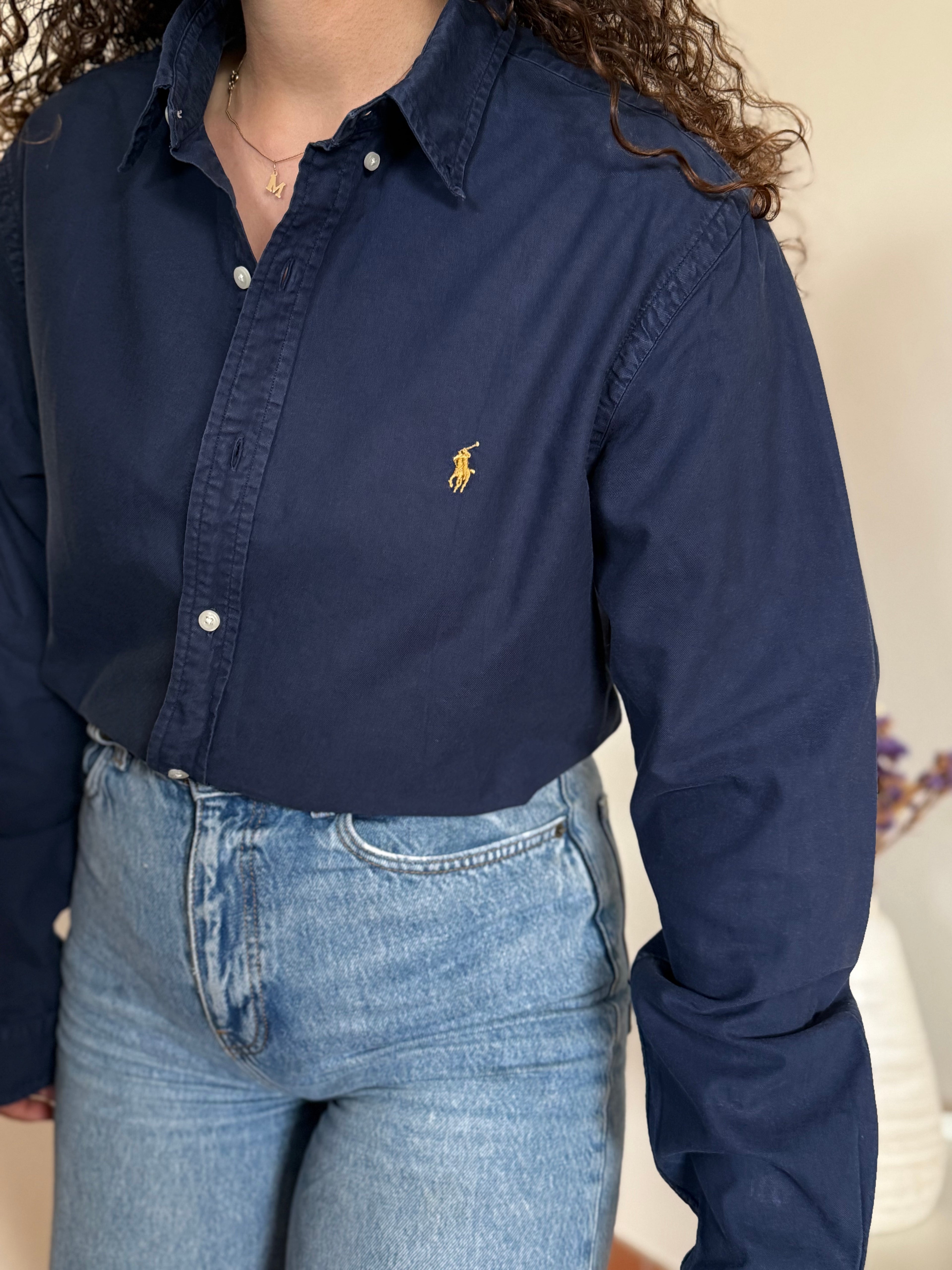 Camisa Polo Ralph Lauren Slim Fit em Algodão – Azul e Amarelo (L)