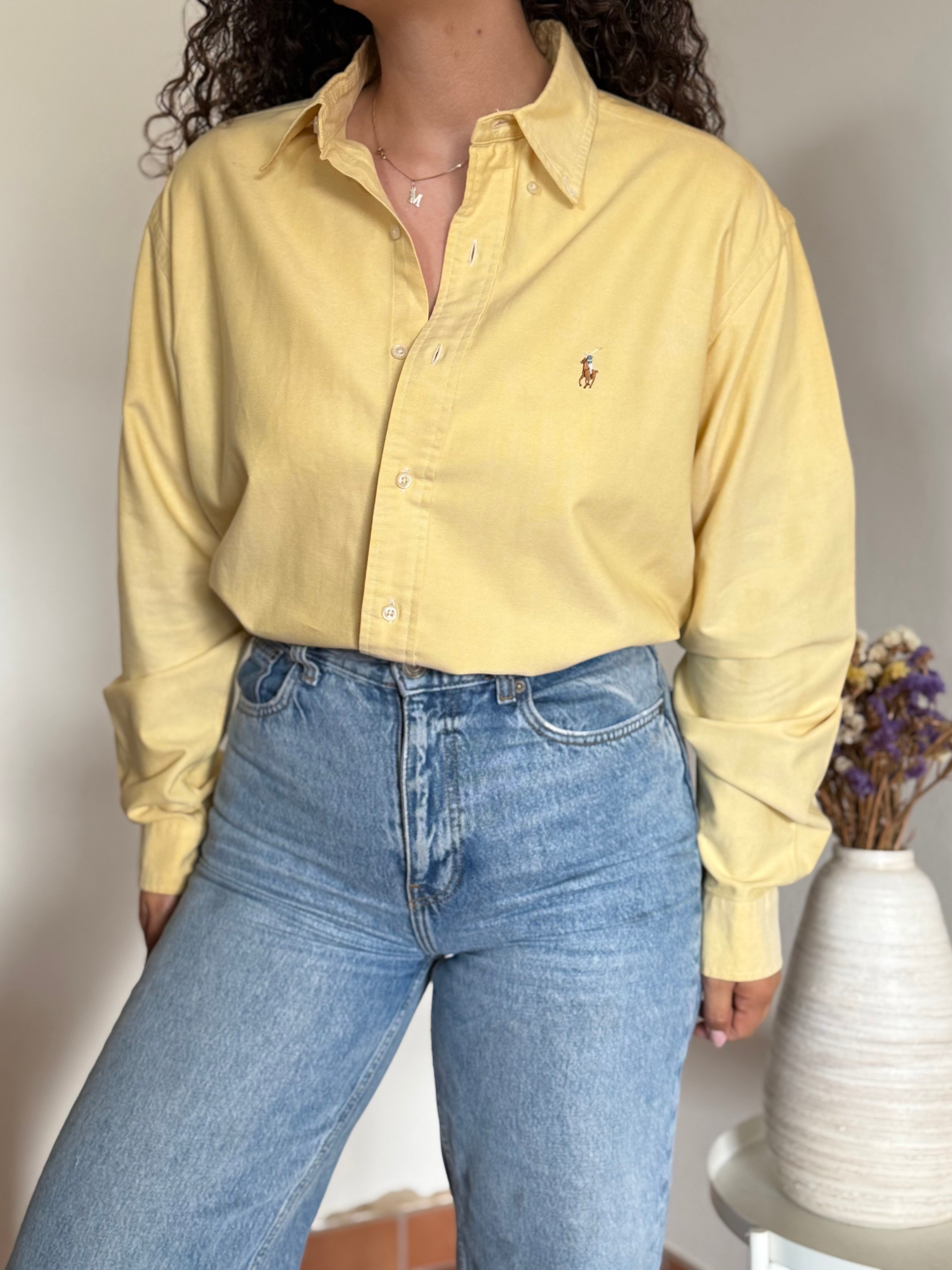 Camisa Polo Ralph Lauren "Yarmouth" em Algodão – Amarela (Tam. 15 ½)