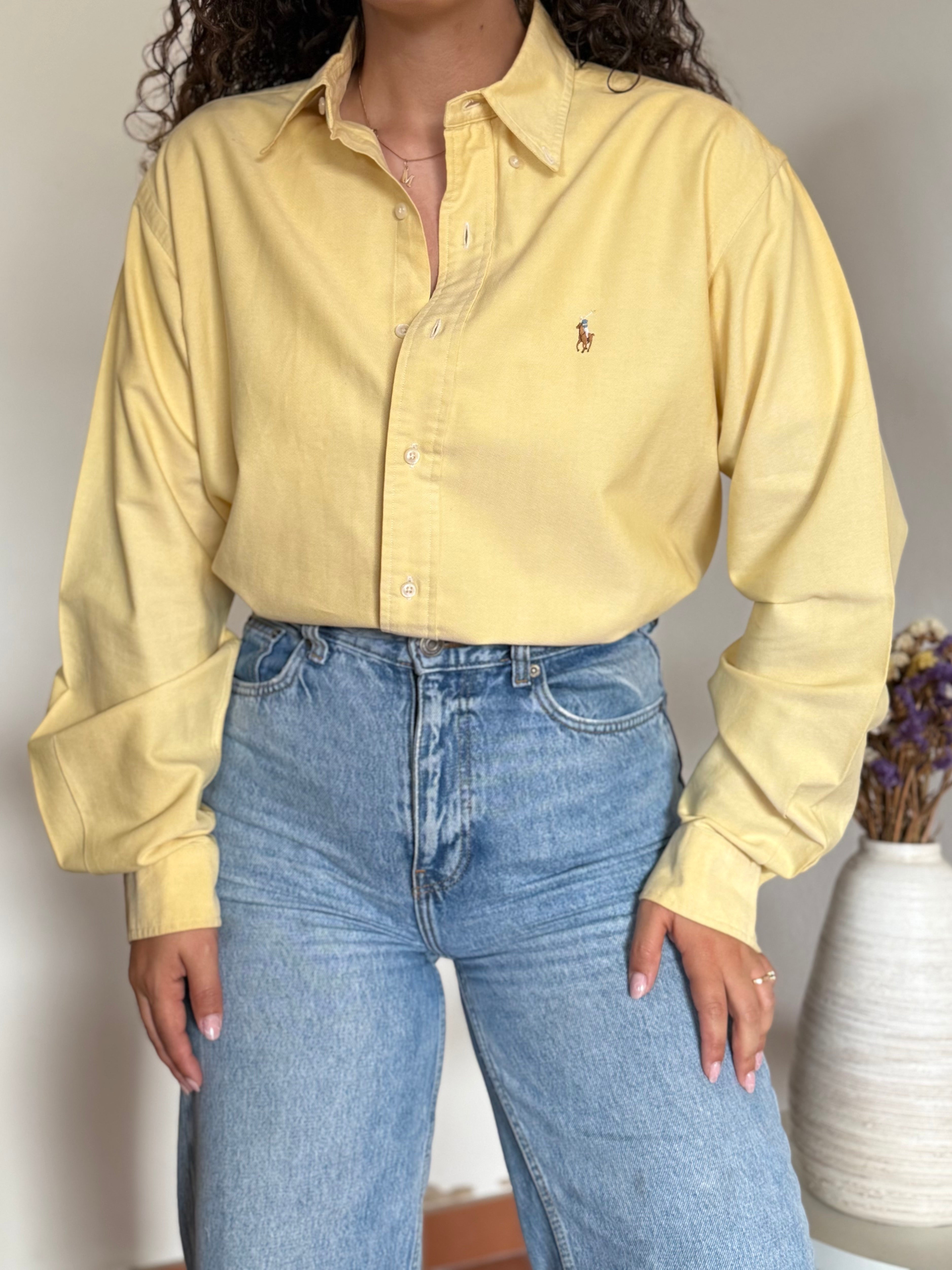 Camisa Polo Ralph Lauren "Yarmouth" em Algodão – Amarela (Tam. 15 ½)