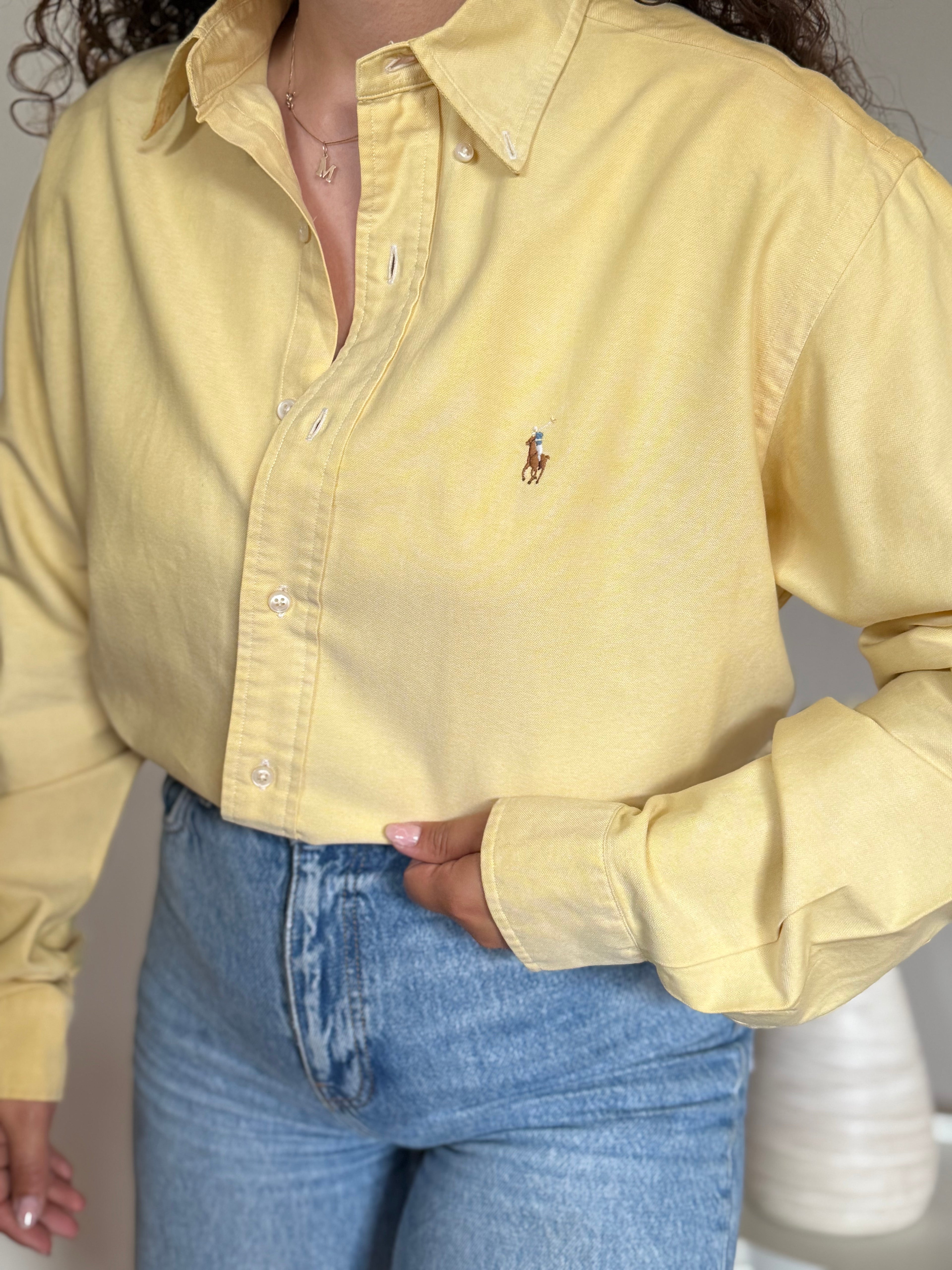 Camisa Polo Ralph Lauren "Yarmouth" em Algodão – Amarela (Tam. 15 ½)