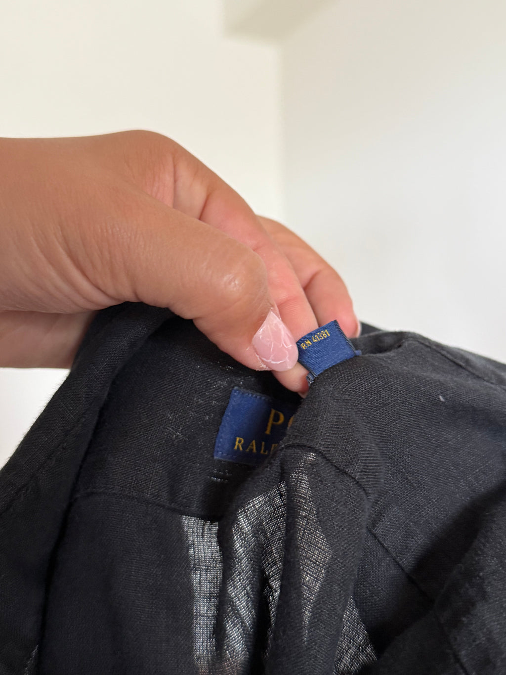Camisa Polo Ralph Lauren em Linho – Preta (M)