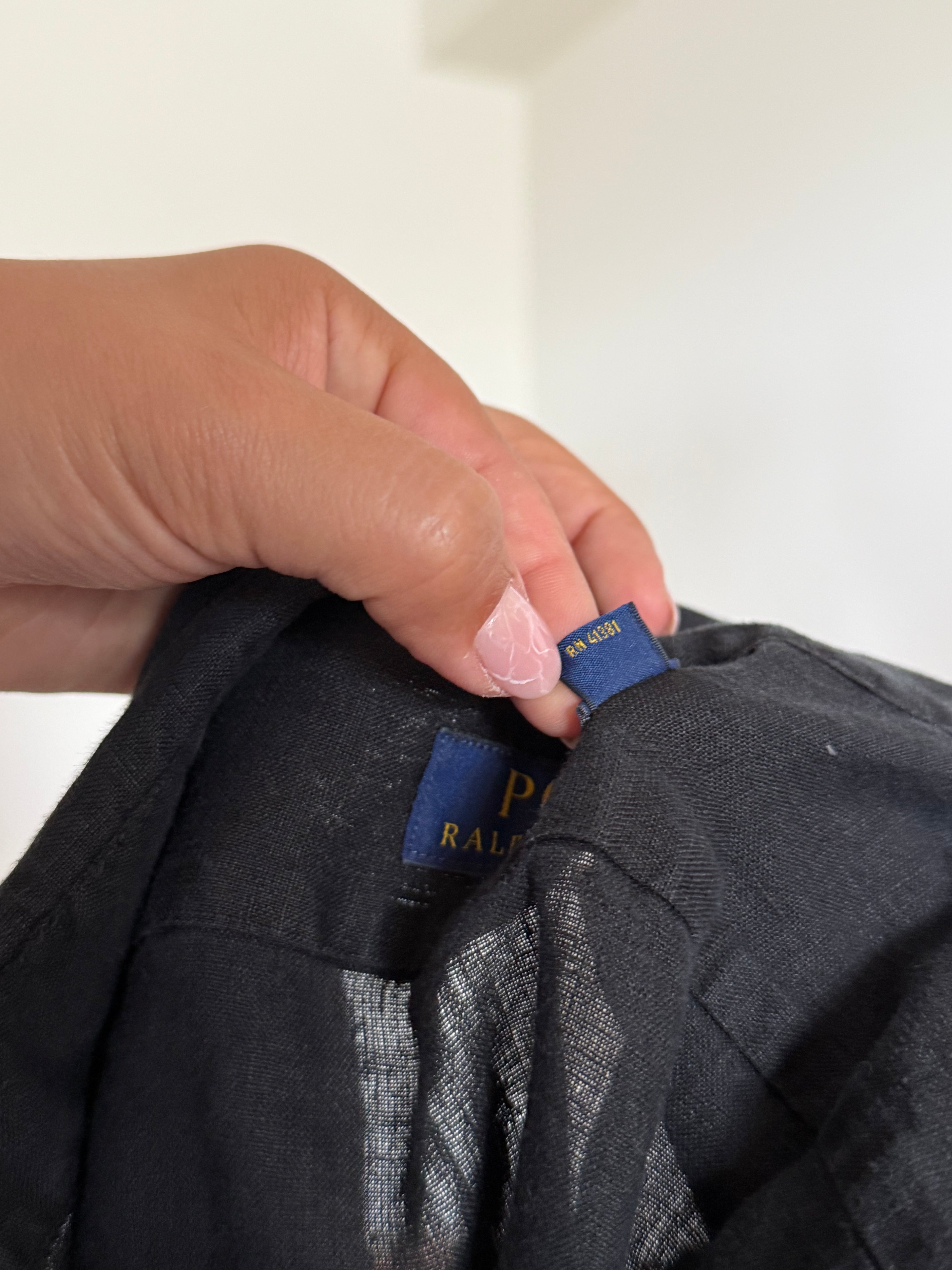 Camisa Polo Ralph Lauren em Linho – Preta (M)