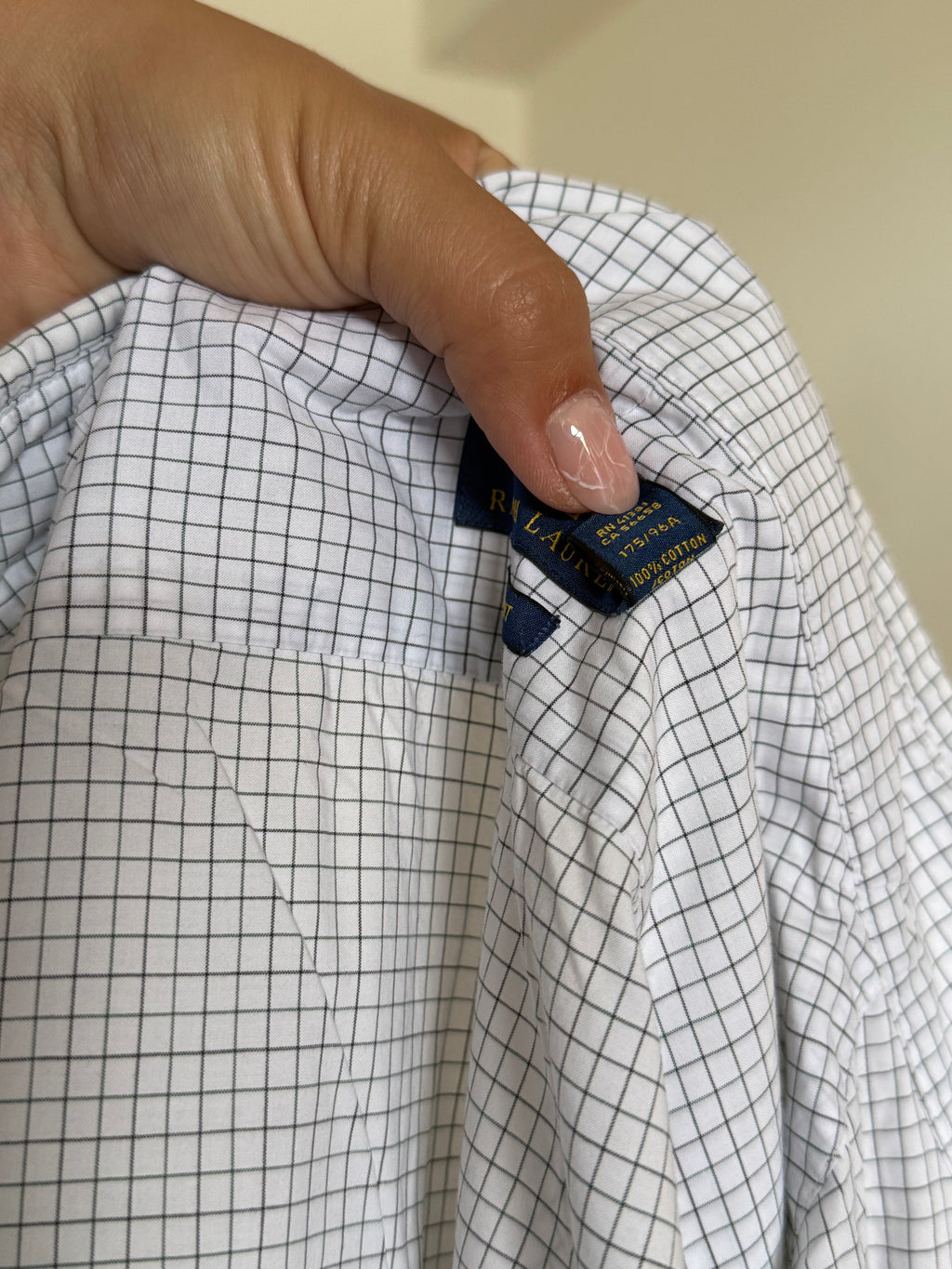Camisa Polo Ralph Lauren Slim Fit Gingham – Branca e Cinza (Tam. 16/41)