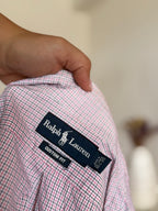 Camisa Polo Ralph Lauren Custom Fit em Algodão – Xadrez Rosa e Azul (Tam. 16 ½)