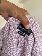 Camisa Polo Ralph Lauren Custom Fit em Algodão – Xadrez Rosa e Azul (Tam. 16 ½)
