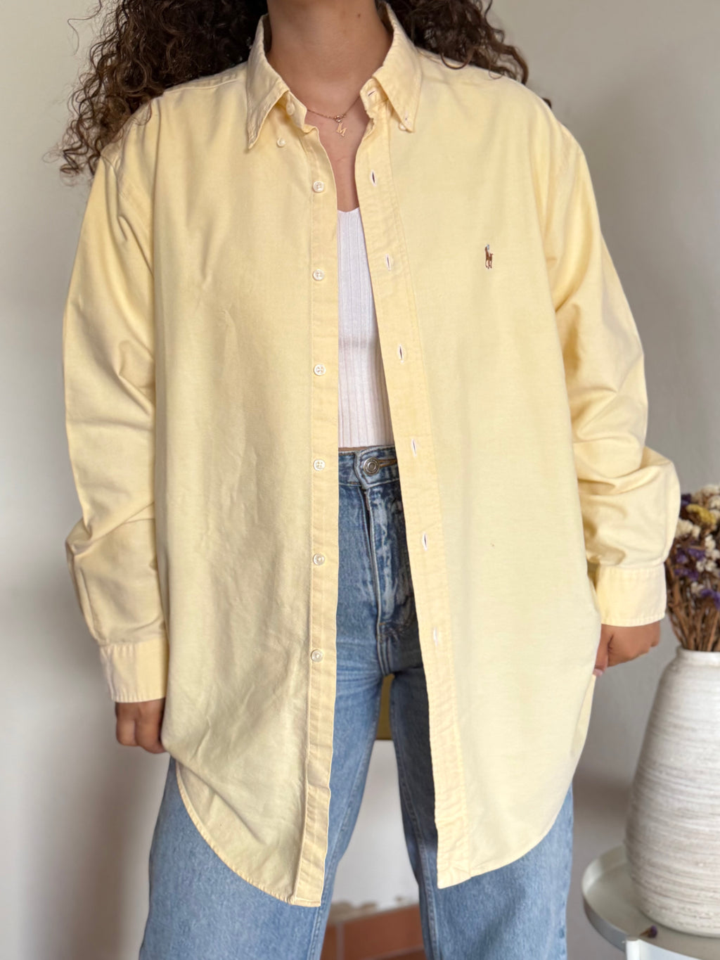 Camisa Ralph Lauren "Yarmouth" em Algodão – Amarela (Tam. 16 / L)