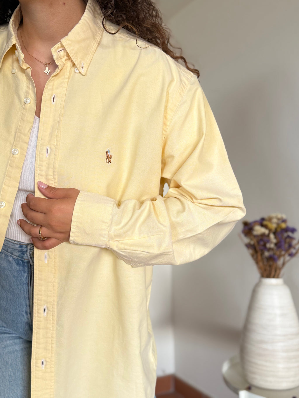 Camisa Ralph Lauren "Yarmouth" em Algodão – Amarela (Tam. 16 / L)