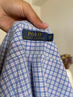 Camisa Polo Ralph Lauren "Big" em Algodão – Azul com Logo Rosa (Tam. 3XB)