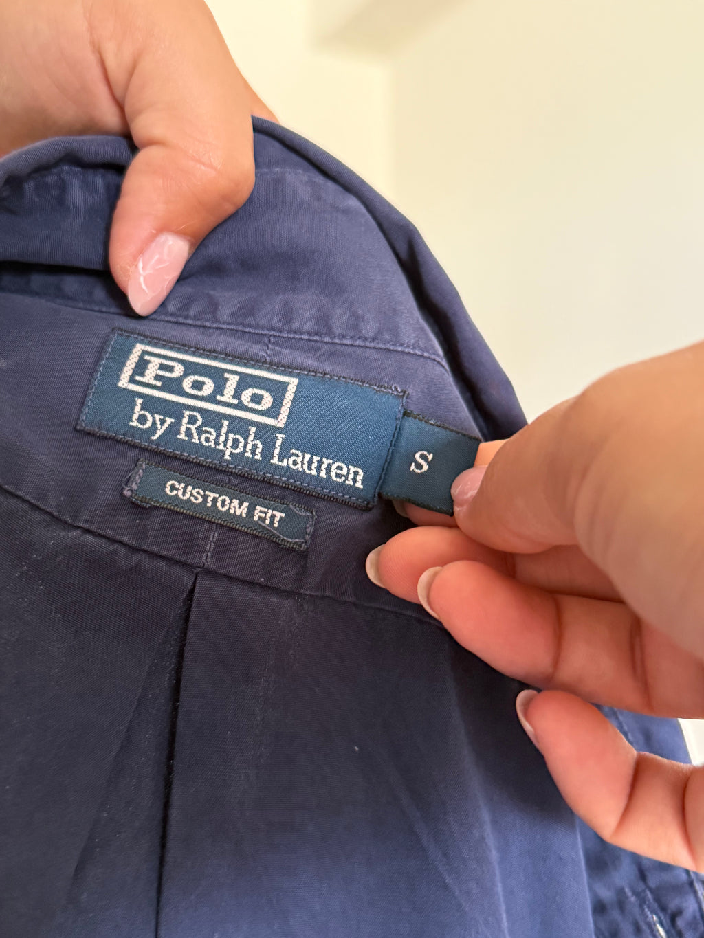 Camisa Polo Ralph Lauren Custom Fit em Algodão – Azul c/ Logo Vermelho (S)