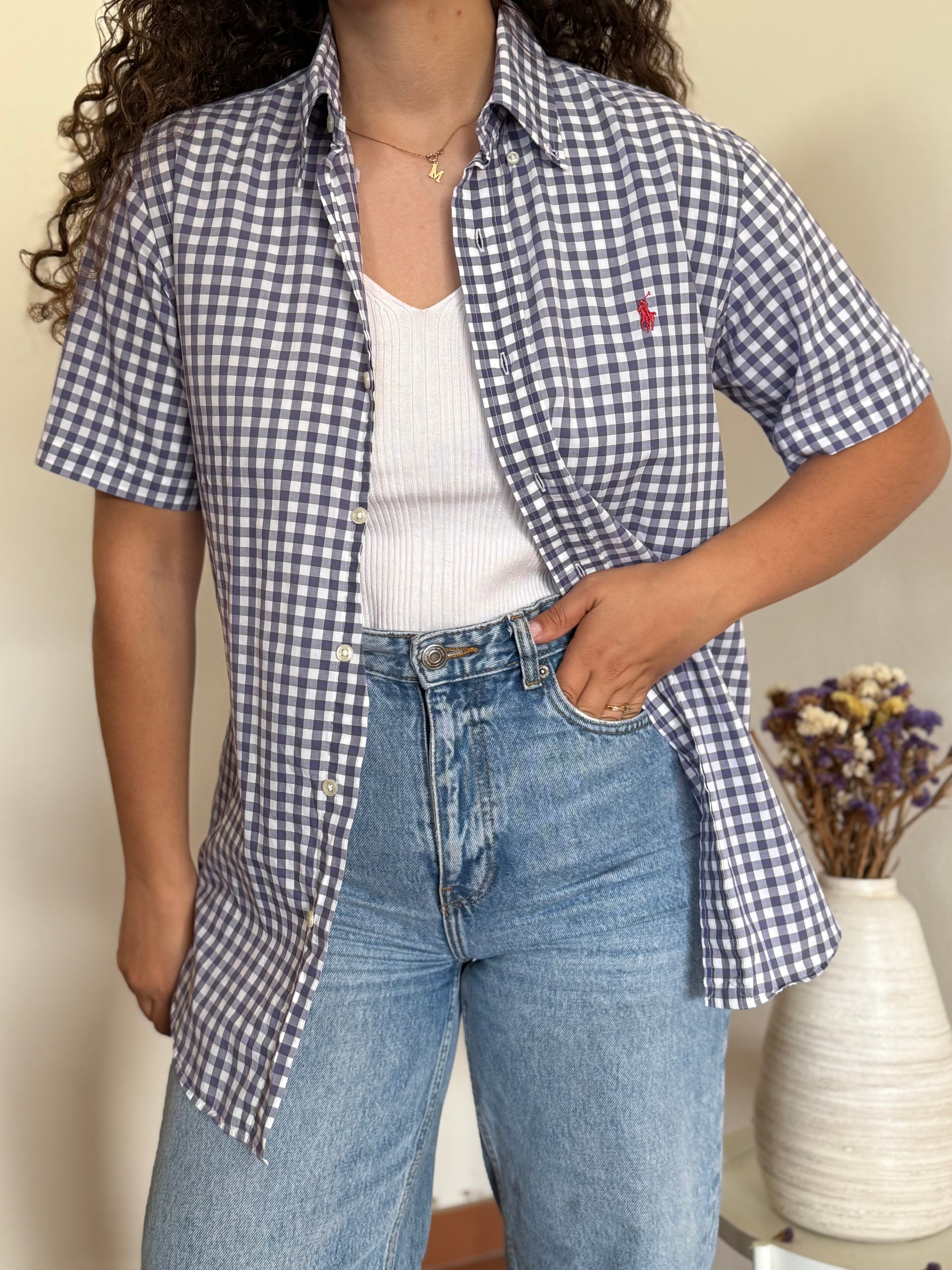 Camisa Polo Ralph Lauren Custom Fit em Algodão – Roxo c/ Logo Vermelho
