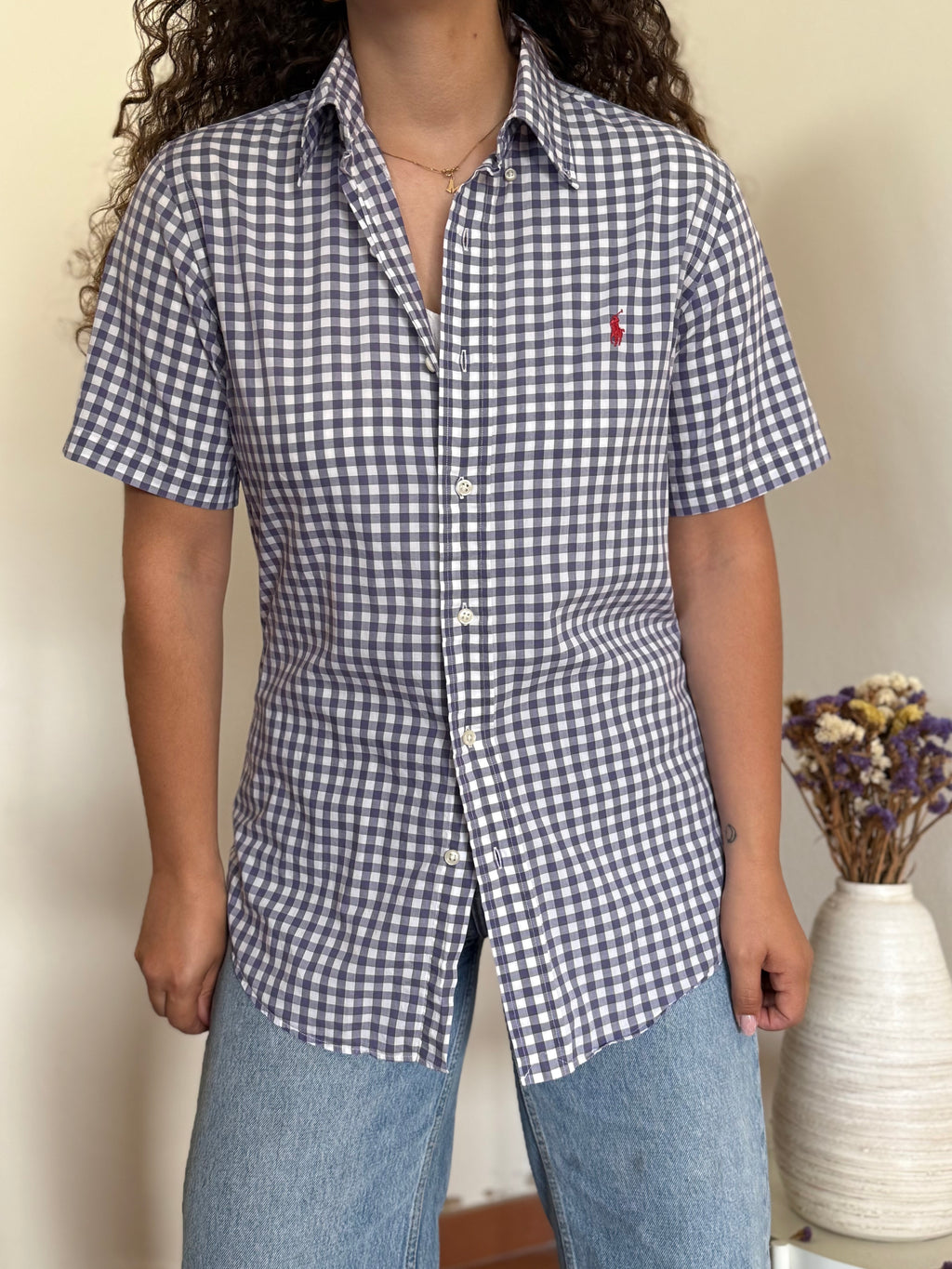 Camisa Polo Ralph Lauren Custom Fit em Algodão – Roxo c/ Logo Vermelho