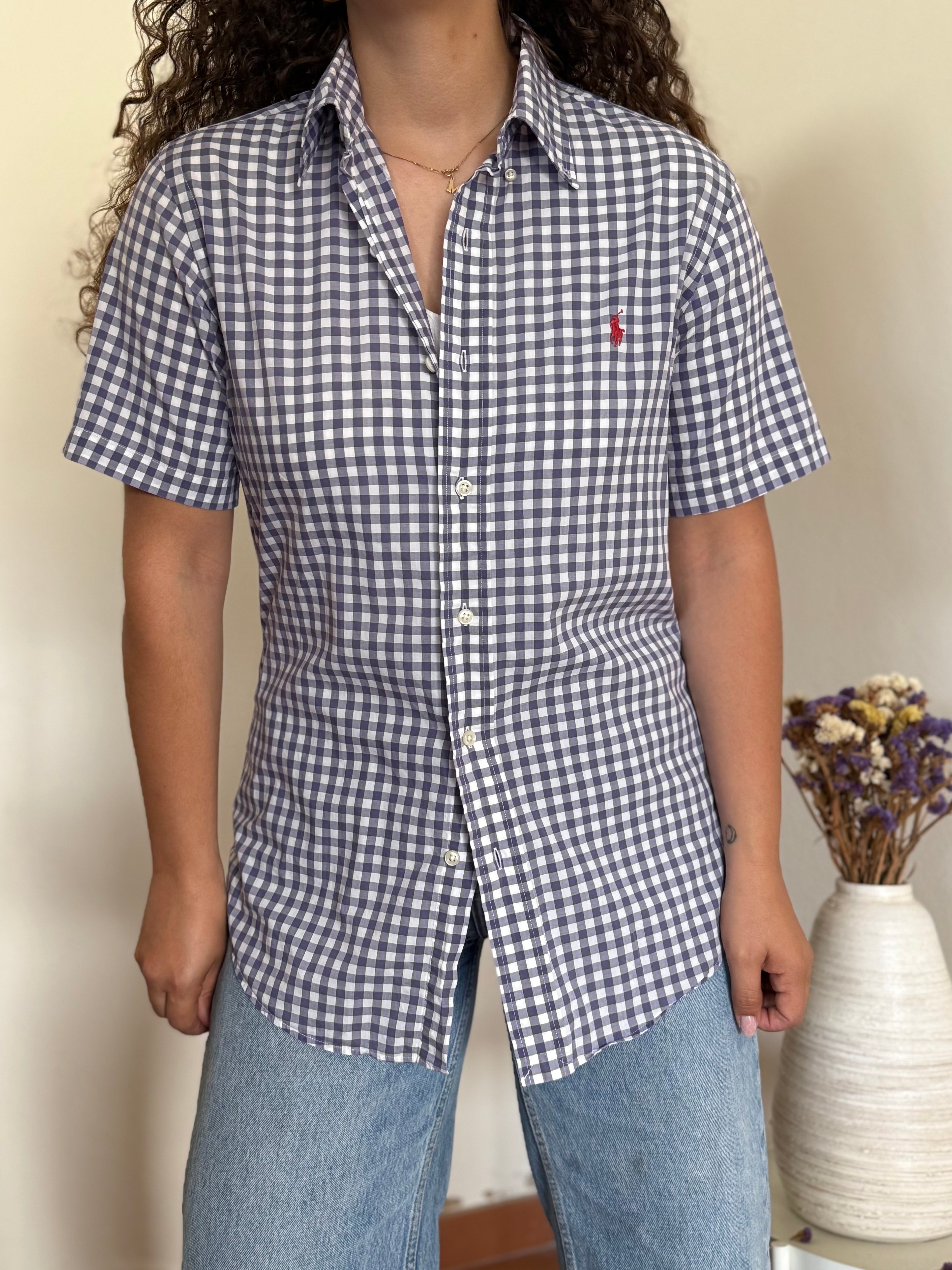 Camisa Polo Ralph Lauren Custom Fit em Algodão – Roxo c/ Logo Vermelho