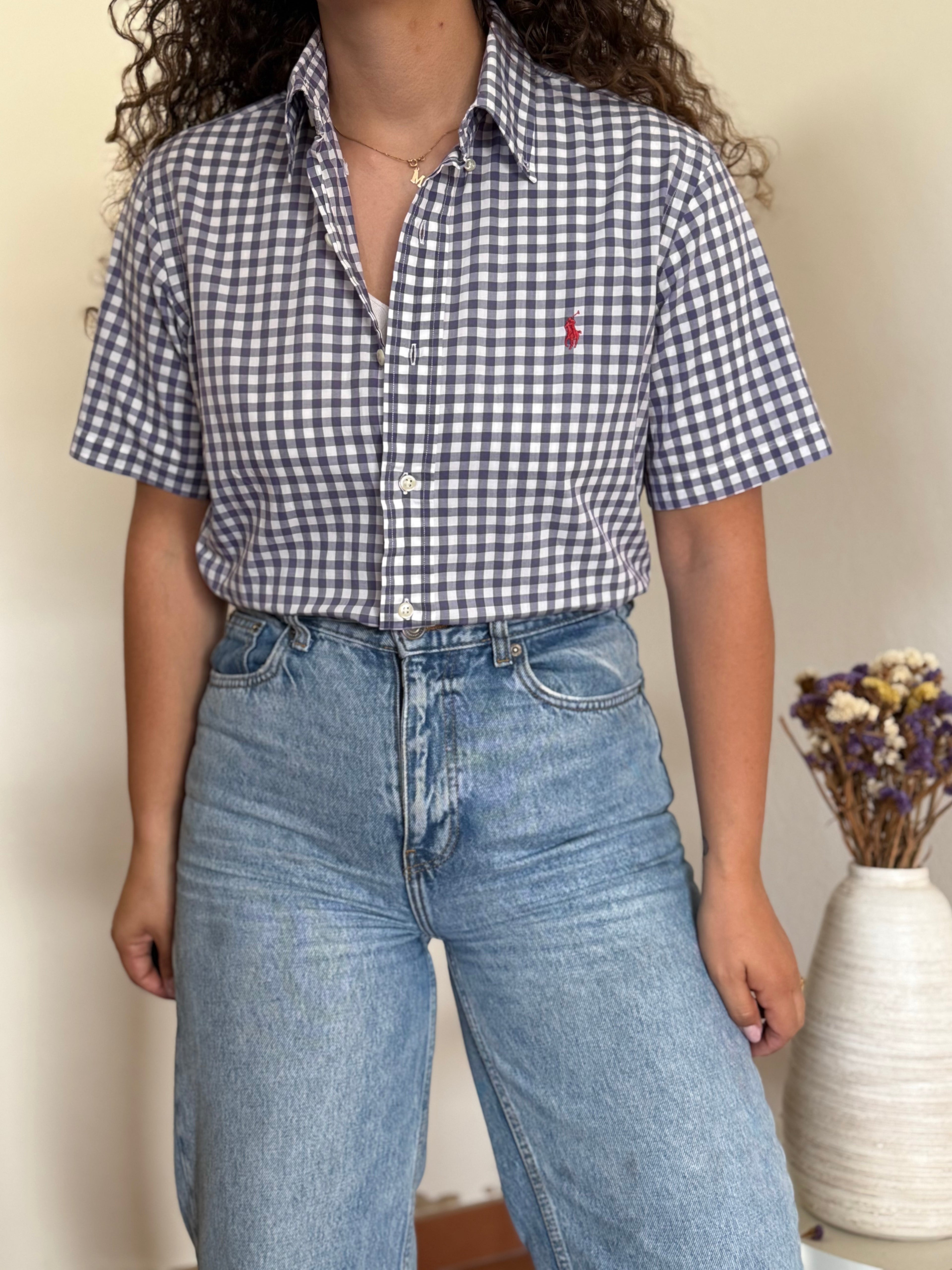 Camisa Polo Ralph Lauren Custom Fit em Algodão – Roxo c/ Logo Vermelho