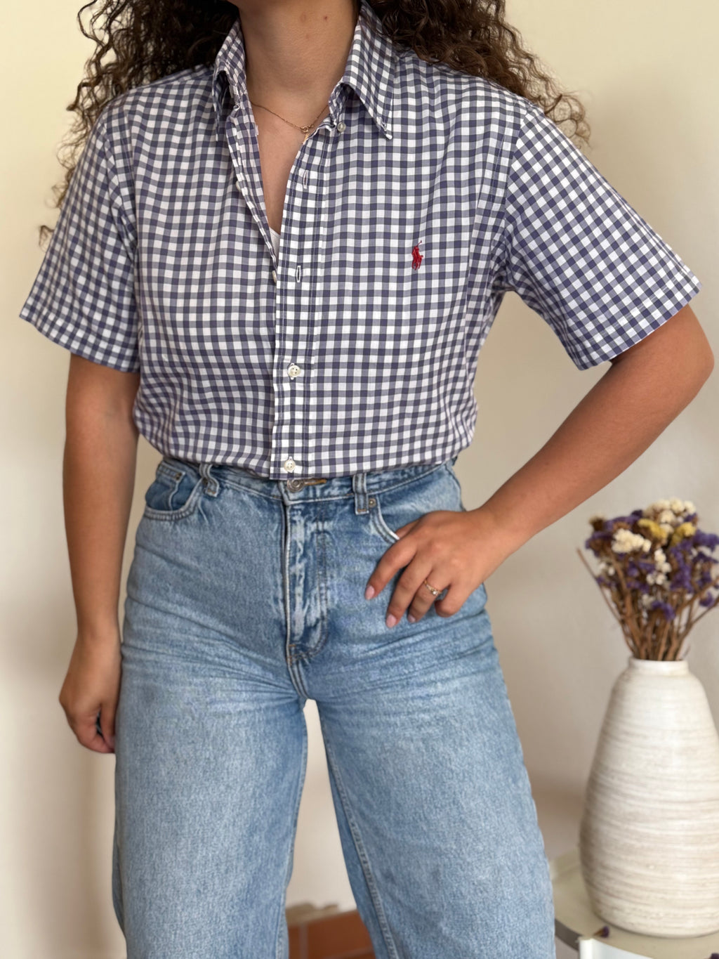 Camisa Polo Ralph Lauren Custom Fit em Algodão – Roxo c/ Logo Vermelho