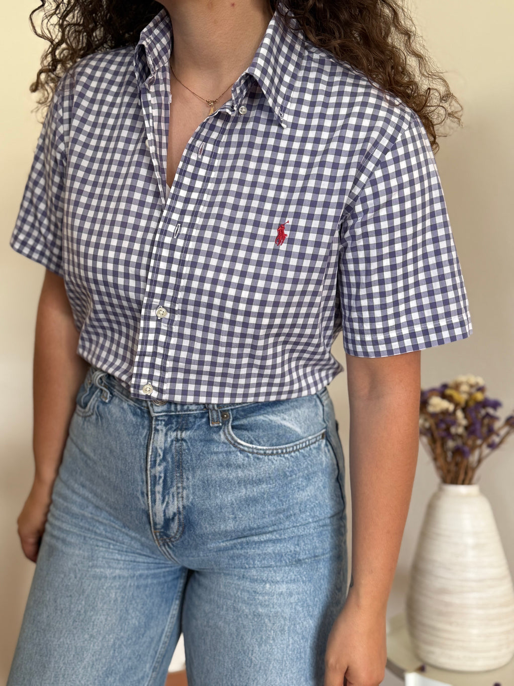 Camisa Polo Ralph Lauren Custom Fit em Algodão – Roxo c/ Logo Vermelho