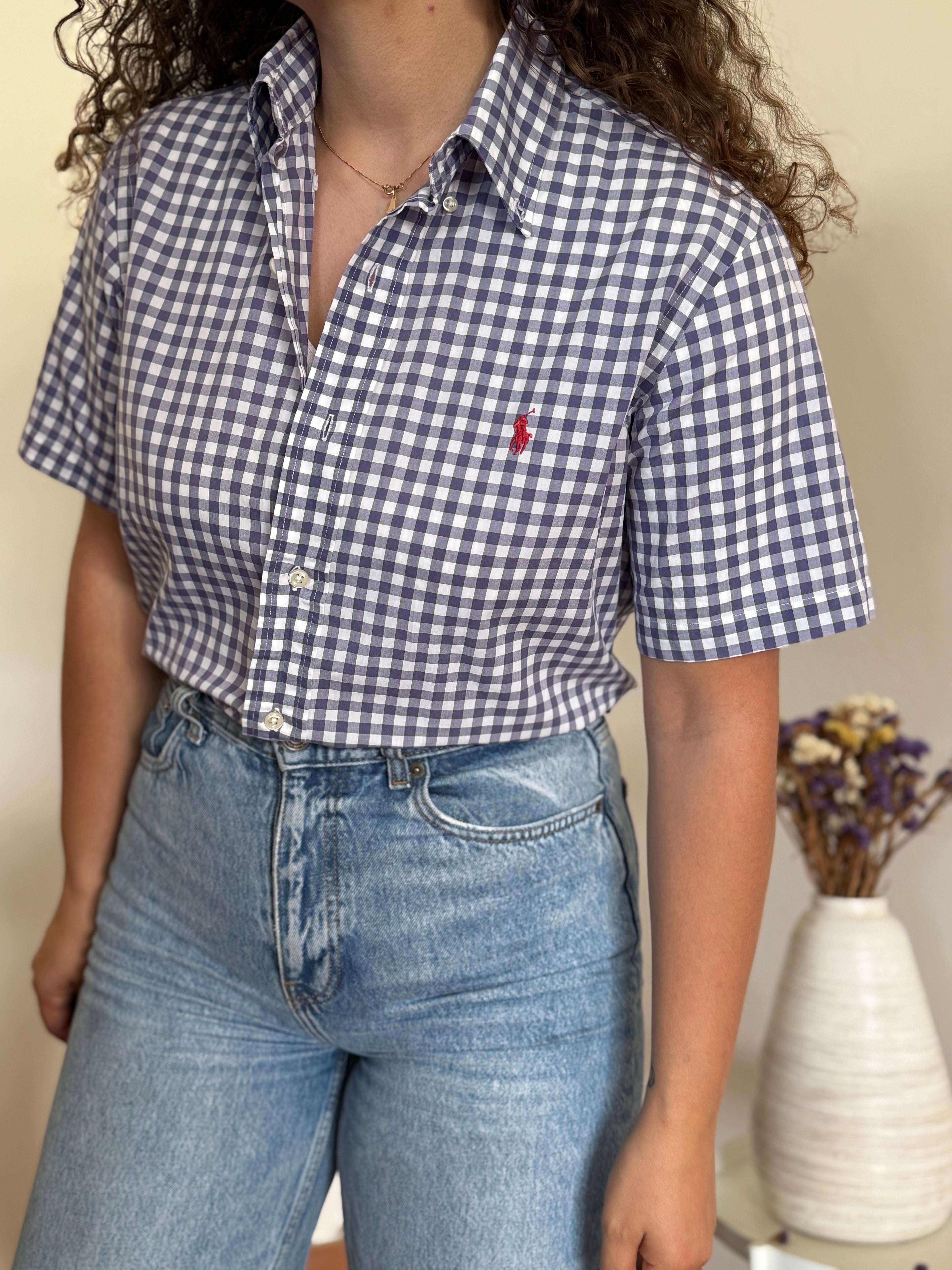 Camisa Polo Ralph Lauren Custom Fit em Algodão – Roxo c/ Logo Vermelho