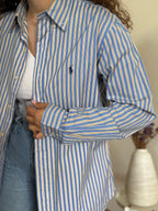 Camisa Polo Ralph Lauren Custom Fit Dress Shirt – Riscas Amarelas e Azuis (Tam. 15 ½ / M)