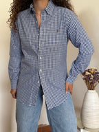 Camisa Polo Ralph Lauren em Algodão – Xadrez Azul e Branco (S)