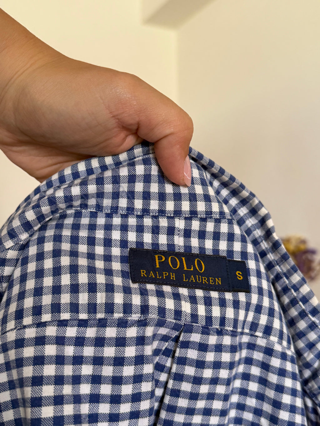Camisa Polo Ralph Lauren em Algodão – Xadrez Azul e Branco (S)
