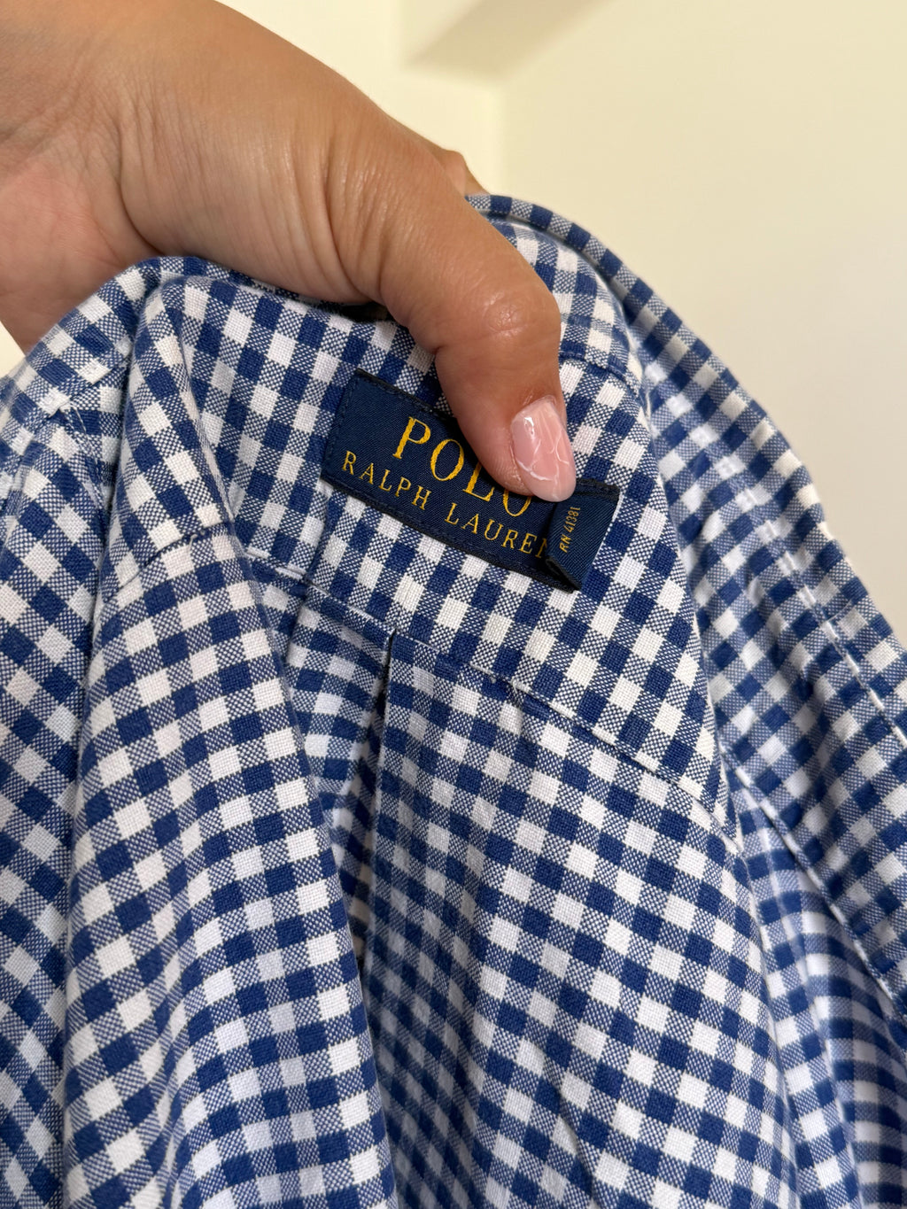 Camisa Polo Ralph Lauren em Algodão – Xadrez Azul e Branco (S)