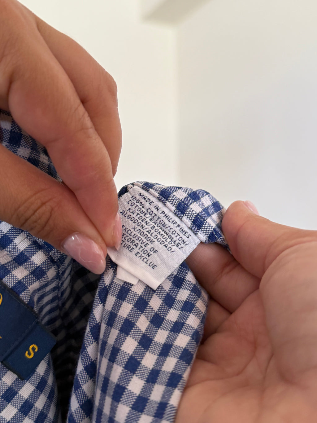 Camisa Polo Ralph Lauren em Algodão – Xadrez Azul e Branco (S)