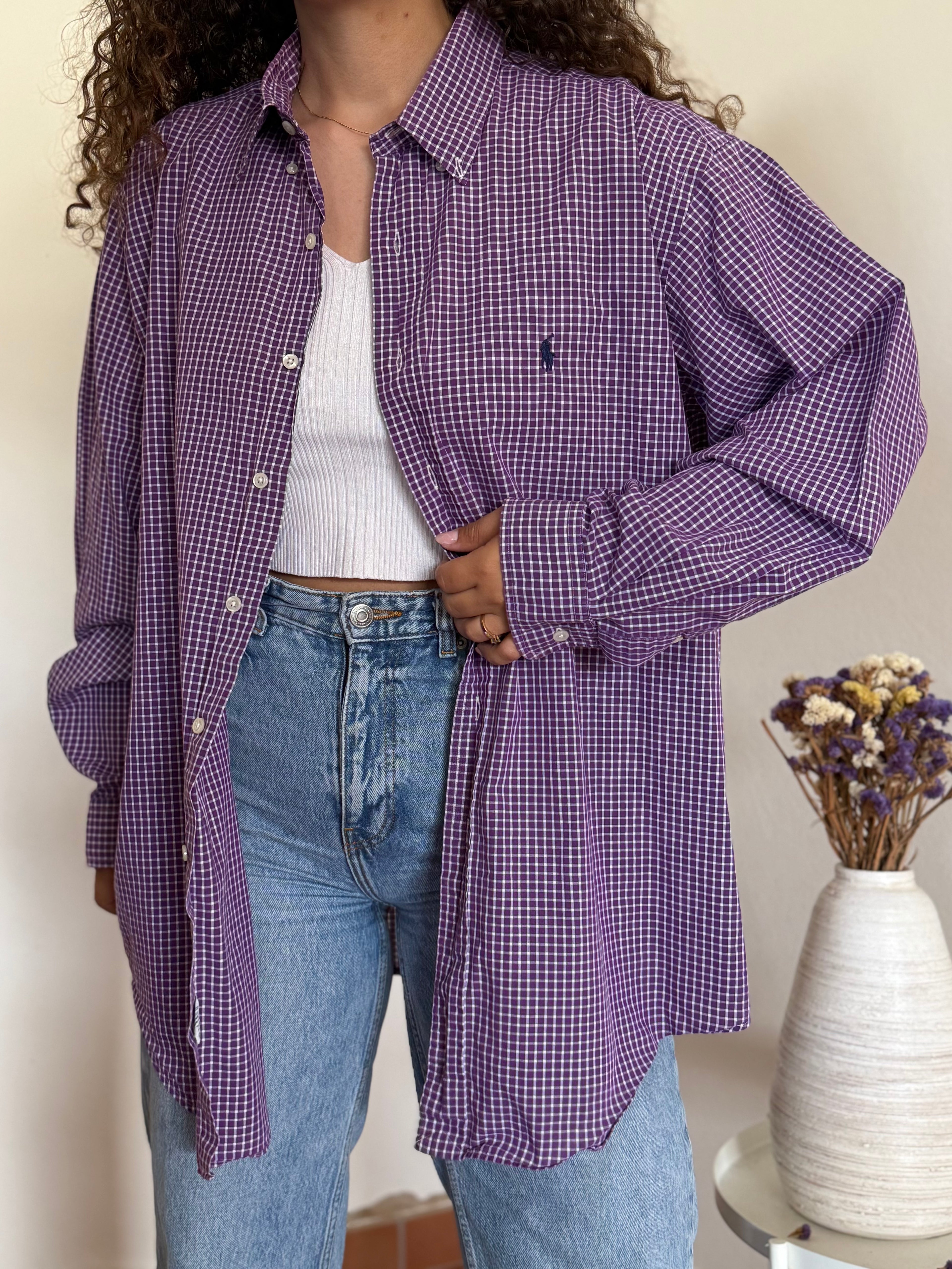 Camisa Ralph Lauren "Yarmouth" em Algodão – Roxo / Lavanda (Tam. 17 / XL)