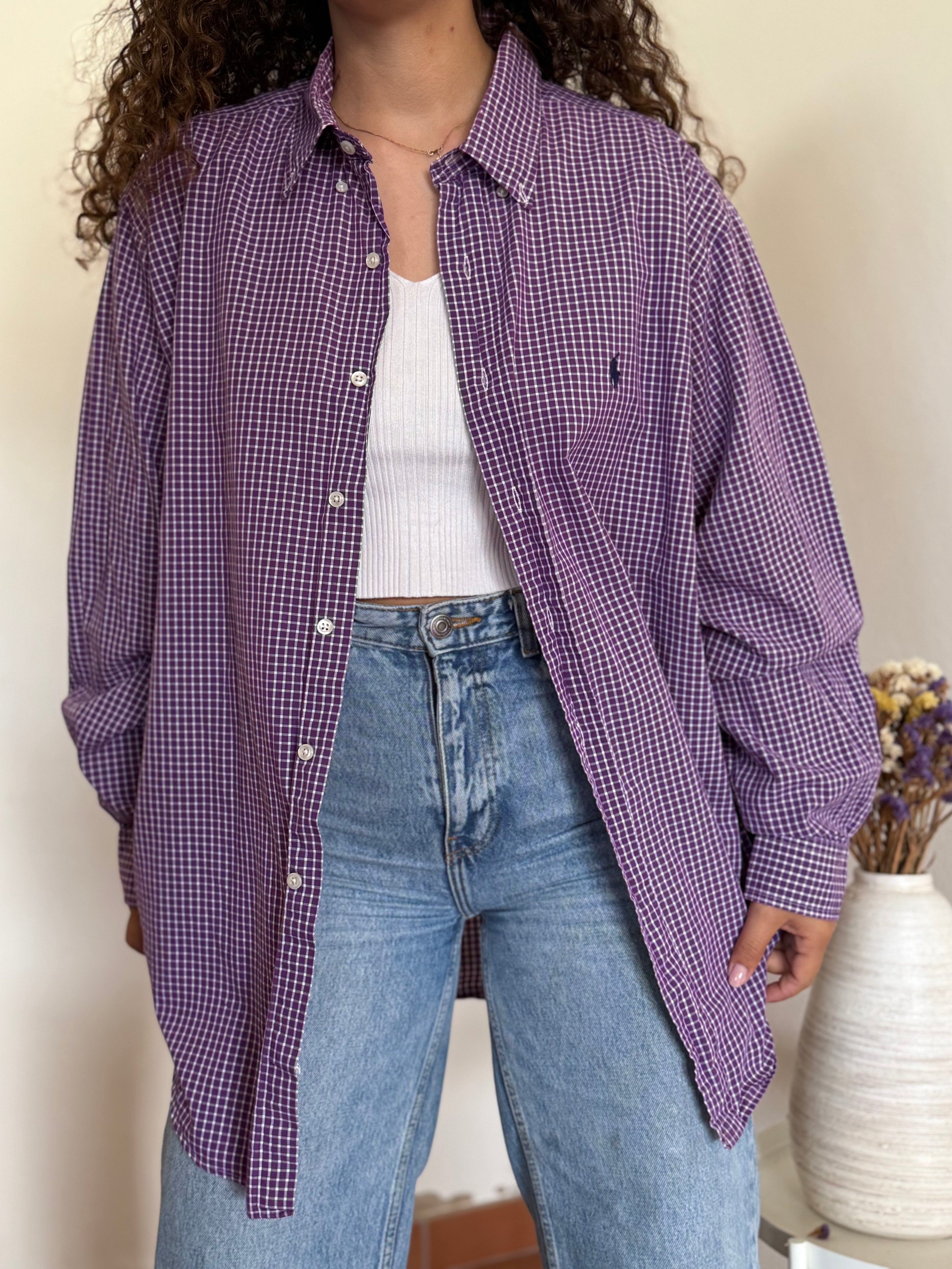 Camisa Ralph Lauren "Yarmouth" em Algodão – Roxo / Lavanda (Tam. 17 / XL)
