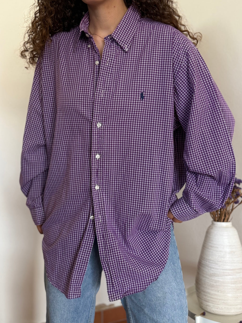 Camisa Ralph Lauren "Yarmouth" em Algodão – Roxo / Lavanda (Tam. 17 / XL)