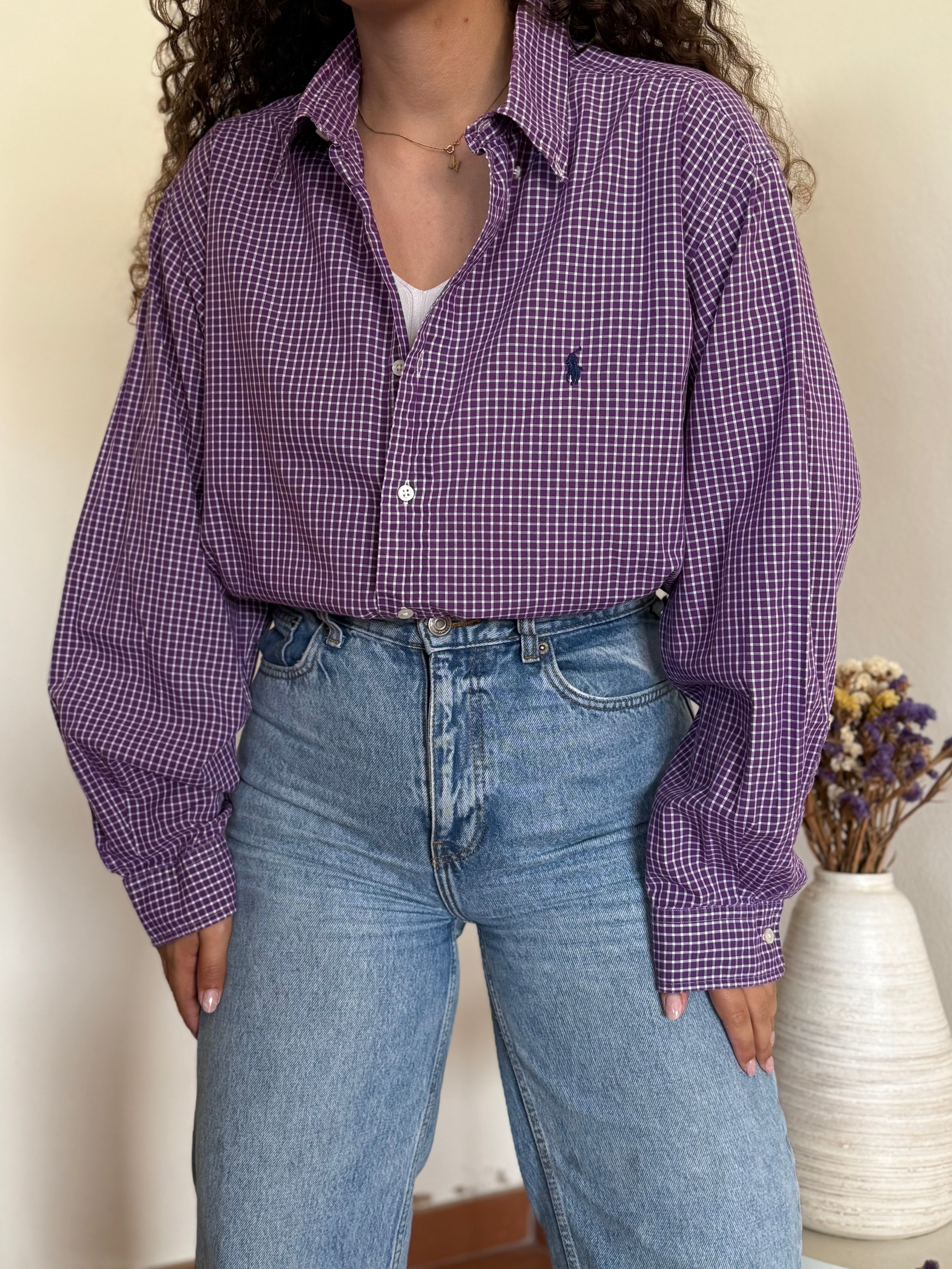 Camisa Ralph Lauren "Yarmouth" em Algodão – Roxo / Lavanda (Tam. 17 / XL)
