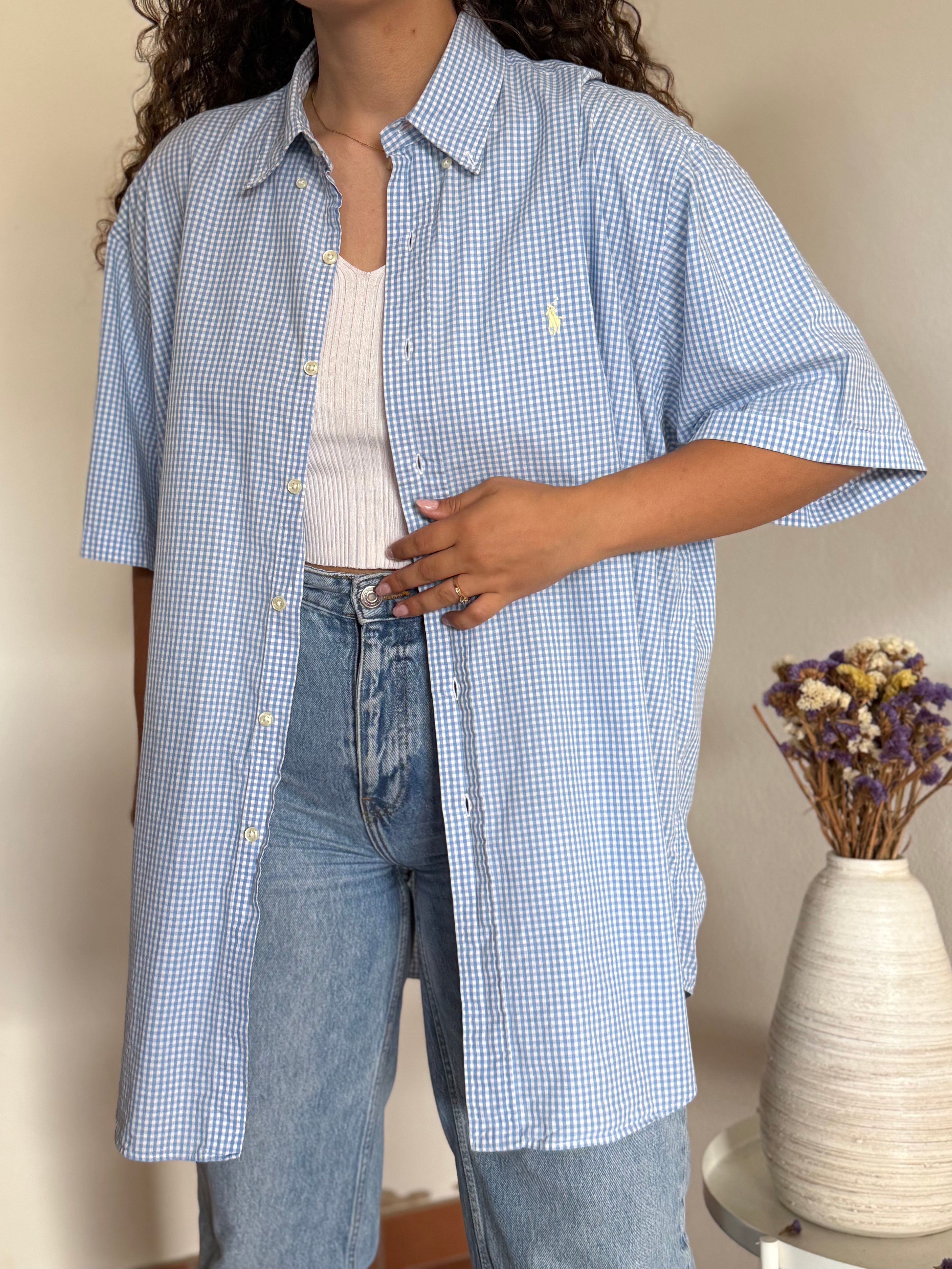 Camisa Ralph Lauren Modelo "Blake" – Xadrez Azul e Branco (XL)