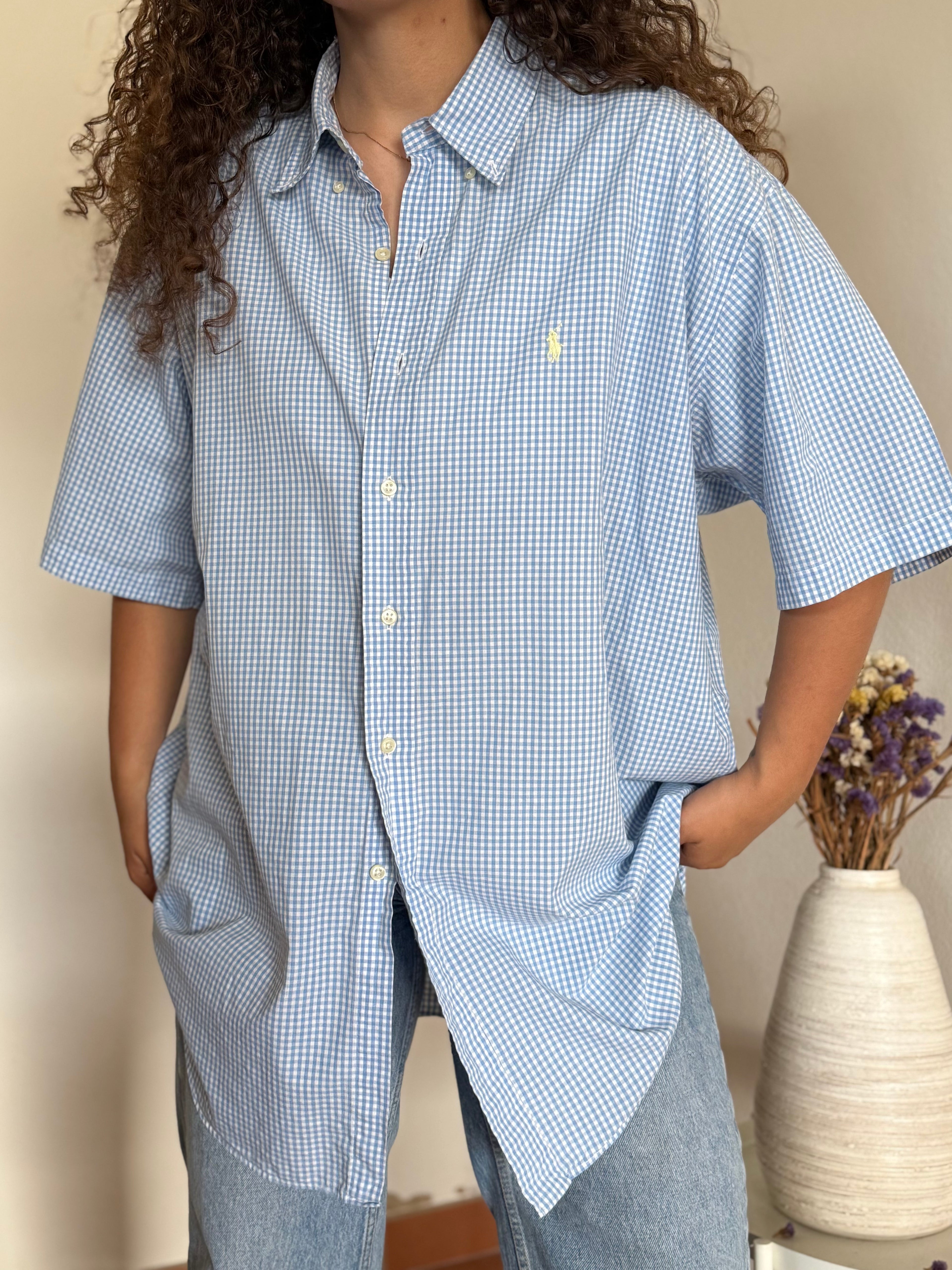 Camisa Ralph Lauren Modelo "Blake" – Xadrez Azul e Branco (XL)