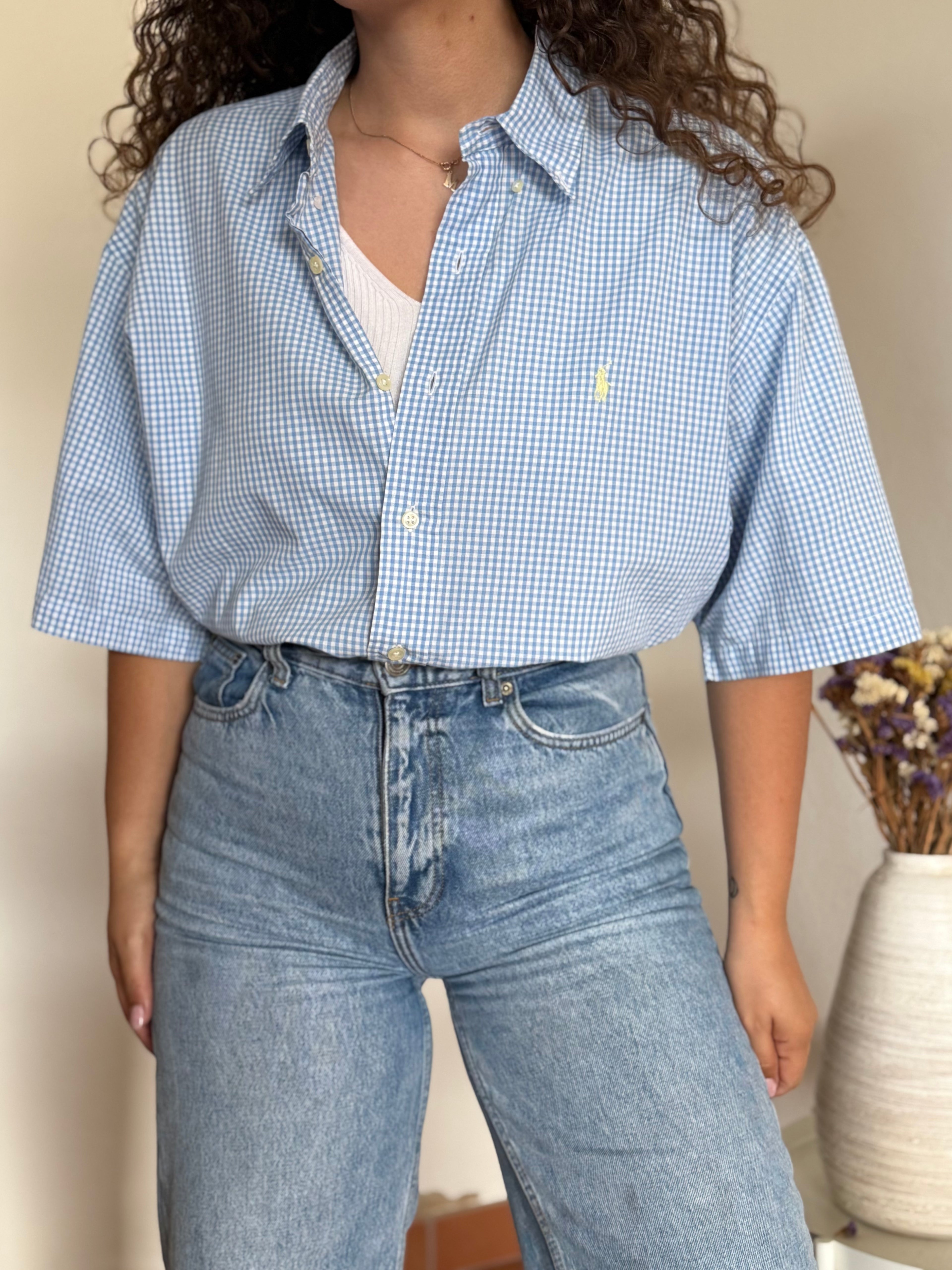 Camisa Ralph Lauren Modelo "Blake" – Xadrez Azul e Branco (XL)