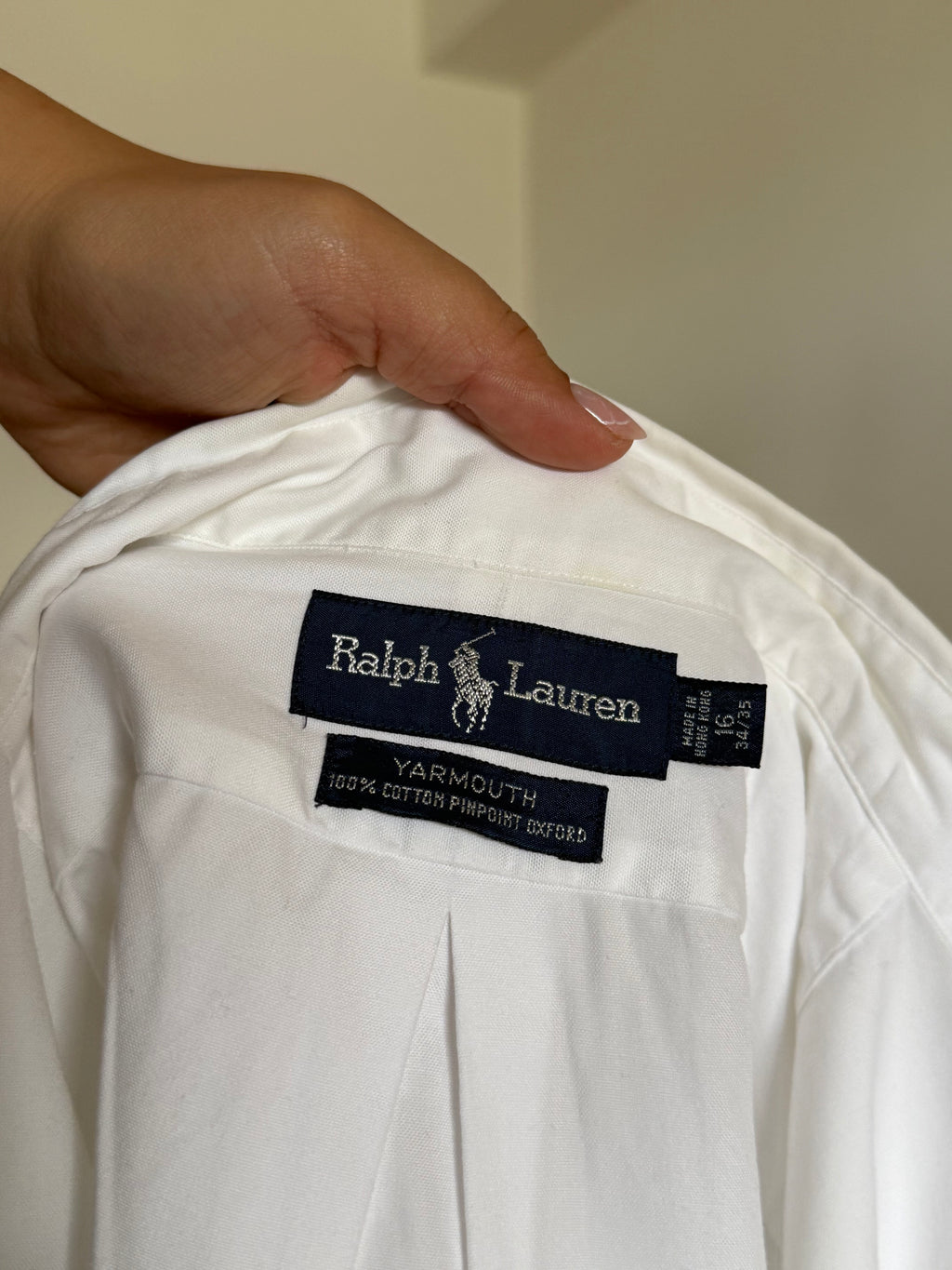 Camisa Ralph Lauren "Yarmouth" Pinpoint Oxford – Branca (Tam. 16 / L)